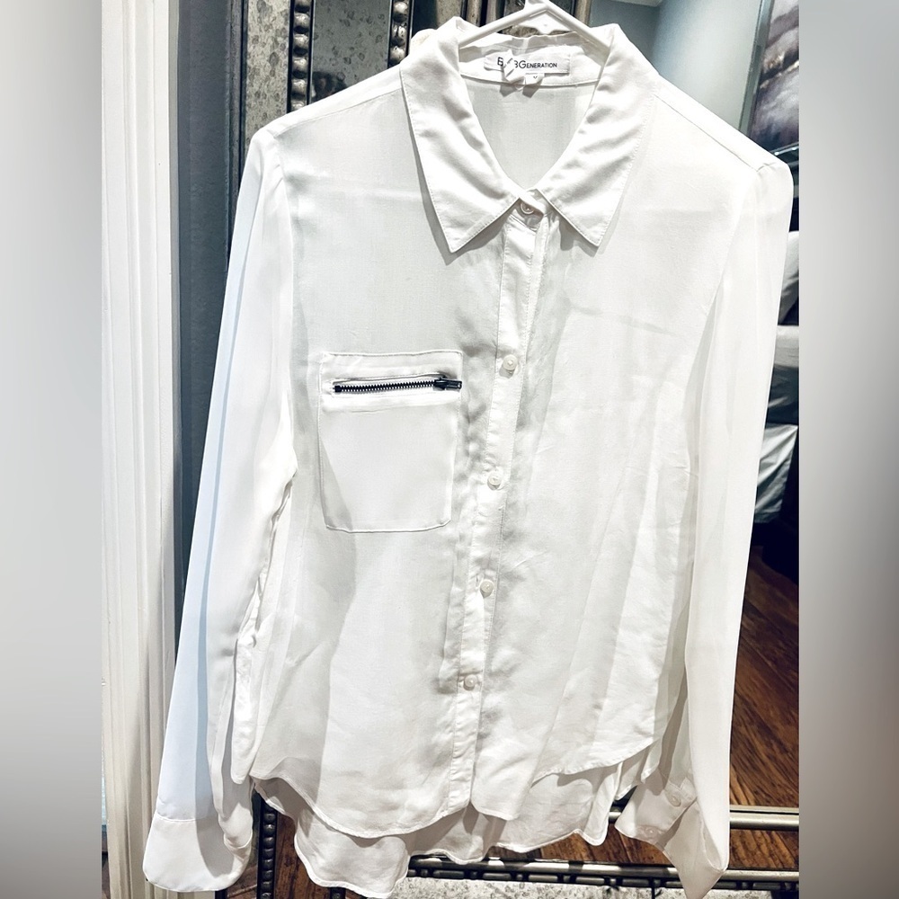 Bcbgeneration Button-Up White Blouse - image 1